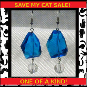 Blue & Crystal Glass Earrings #108